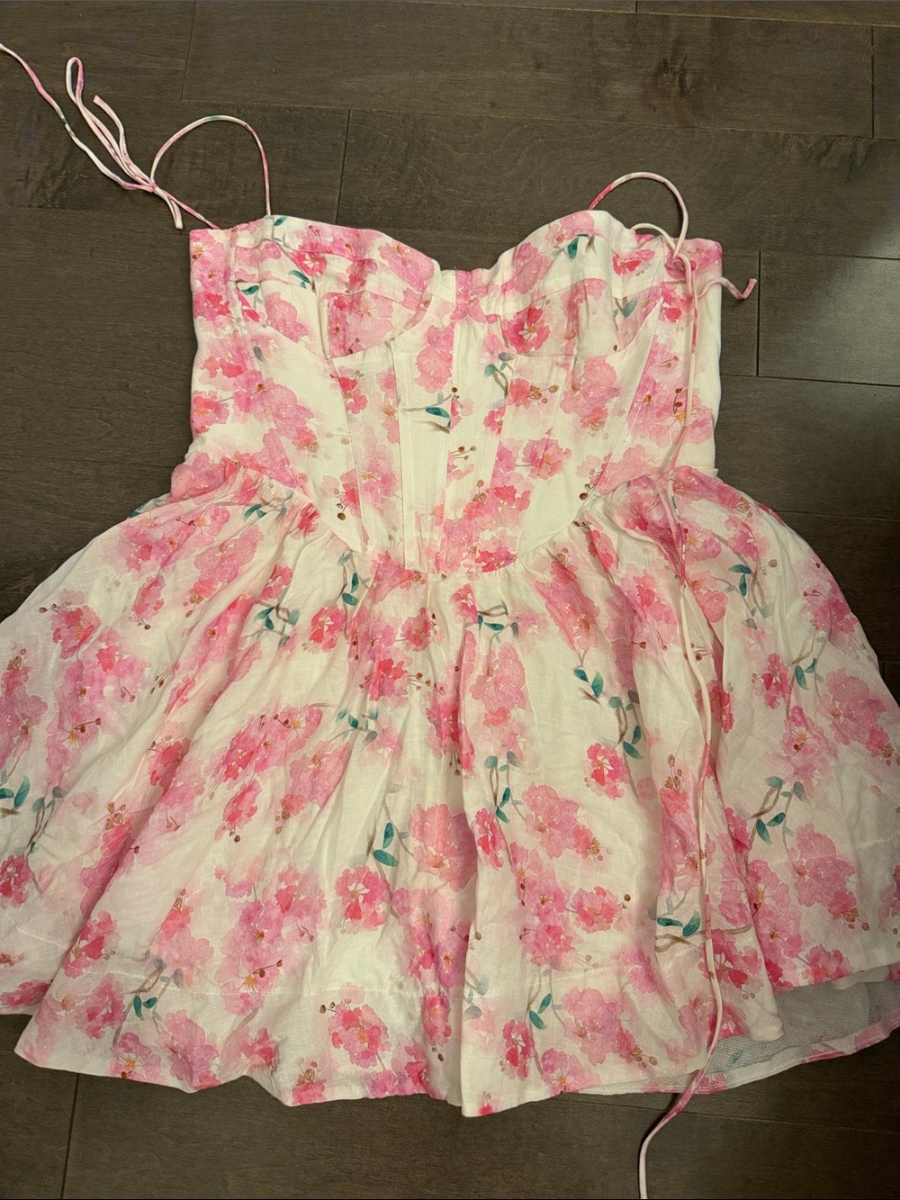 Bardot Elsie Floral Corset Mini Dress Pink White Size 8
